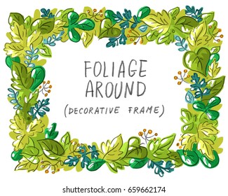 Decorative frame with leaves