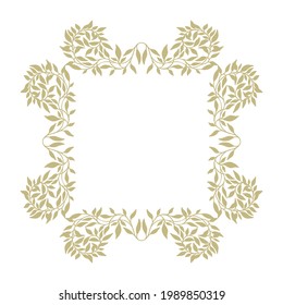 Decorative frame with leaves. Elegant floral border for invitations, greeting cards, covers, packaging, posters. Vector isolated on white background