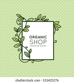 Decorative frame with leaves for labels and badges for beauty, health care, cosmetics and spa. Thin line style. Botanical background for the text quotes.