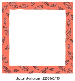 Decorative frame with leaves. Perfect as a photo frame, for scrapbooking, postcards, posters, invitation cards.