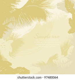 decorative frame of leaves of tropical trees and palms