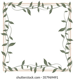 Decorative frame of leaves, vector illustration
