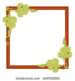 Decorative frame with leaves. Vector. White background.