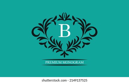 Decorative frame with the letter B. Luxurious pattern. Decorative elements for registration of trademarks, logos, invitations, hotels, shops, heraldry.