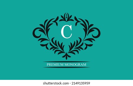 Decorative frame with the letter C. Luxurious pattern. Decorative elements for registration of trademarks, logos, invitations, hotels, shops, heraldry.