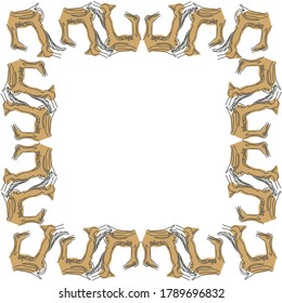 Decorative frame from the letter C. Pattern on the base of the initial from the roots of the tree