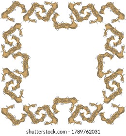 Decorative frame from the letter J. Pattern on the base of the initial from the roots of the tree