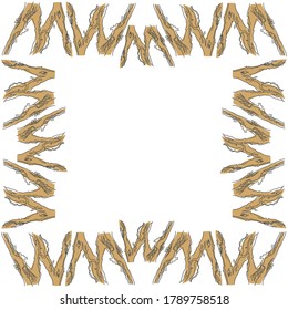 Decorative frame from the letter M. Pattern on the base of the initial from the roots of the tree