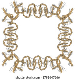 Decorative frame from the letter U. Pattern on the base of the initial from the roots of the tree