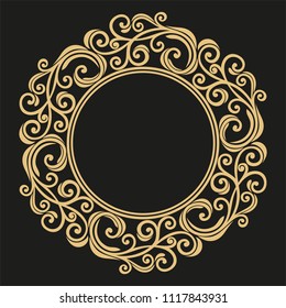 Decorative Frame Line Art Elegant Vector For Element Design In Eastern Style Floral Border Lace Illustration. Invitations And Greeting Cards