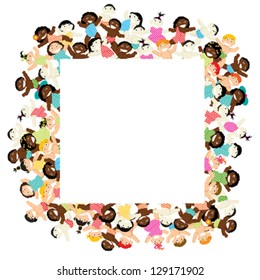 Decorative frame made from multiracial babies.