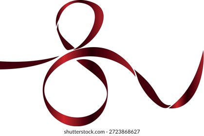 decorative frame made of thin red ribbon folded into a figure eight, for the design of postcards, banners, posters for March 8