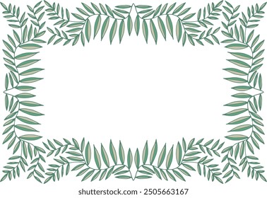 Decorative frame made of twigs and leaves. Vector illustration. Decorative element.