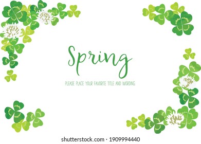 Decorative frame material of white clover with the image of spring