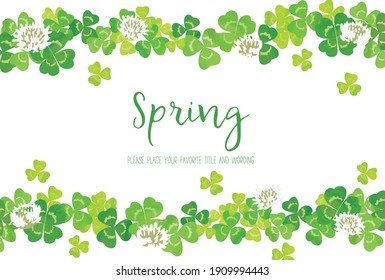 Decorative frame material of white clover with the image of spring