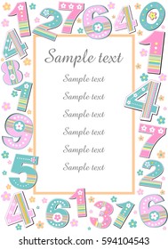 Decorative frame with multicolor numbers. Vector Illustration