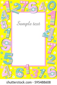 Decorative frame with multicolor numbers. Vector Illustration