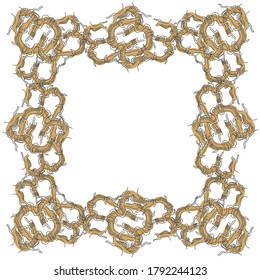 Decorative frame from the number 3. Pattern on the base of the initial from the roots of the tree