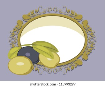 Decorative frame with olives. Vector
