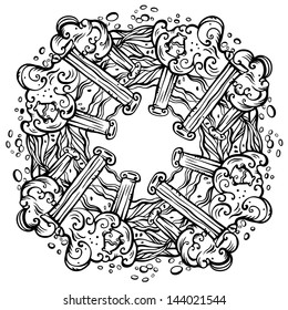 Decorative frame on the ancient theme with columns - vector
