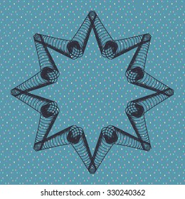 Decorative frame on dotted background. Vector illustration.