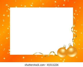 Decorative frame. Orange ornamental christmas frame. Vector illustration.