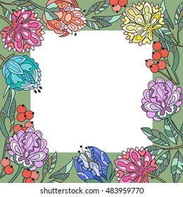 decorative frame with ornament of foliage and flowers