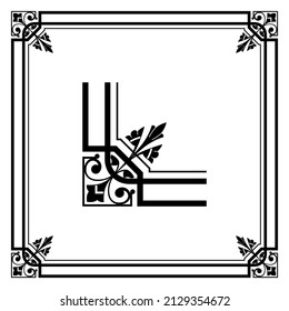 Decorative frame with ornamental corners - vector illustration