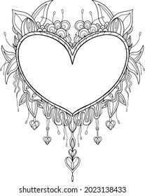 Decorative frame with a outline.  Difficult Coloring Book for Adults.  Freehand drawing