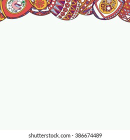 Decorative frame of painted Easter eggs.