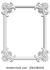 Decorative frame for paintings or photographs isolated on white background. 3D. Vector illustration