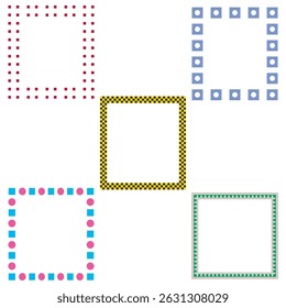 Decorative frame pattern. Colorful square shapes. Bold vector layout. Abstract border set.