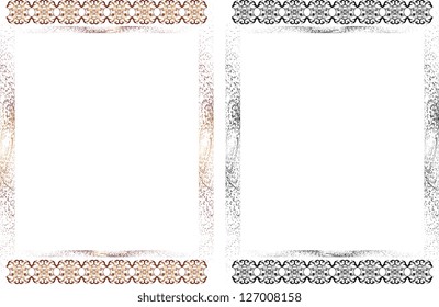 Decorative frame with pattern and halftone elements on a white background