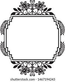 Decorative frame, pattern ornate with cute flowers, wallpaper of greeting card, invitation card. Vector