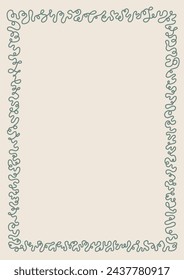 Decorative frame. Place for text. Template for photo, portrait, diploma, invitations and greeting cards. A4 sheet proportion.