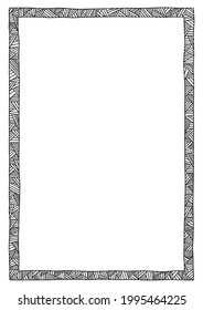 Marco decorativo, elemento vector elegante para el estilo de diseño, lugar para el texto. Textura de líneas. Borde blanco y negro. Plantilla para foto, retrato, álbum, invitaciones y tarjetas de felicitación.