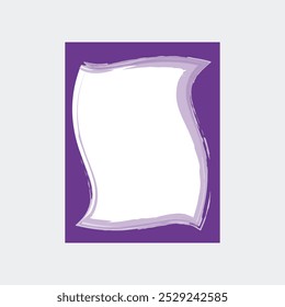 a decorative frame with a purple background. The frame itself is white with a wavy, irregular shape, qiving it a playful and artistic appearance.