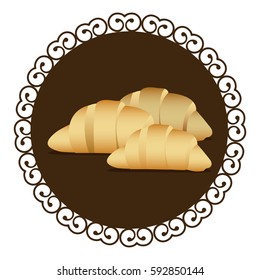 decorative frame with realistic picture set croissant bread icon vector illustration