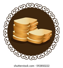 decorative frame with realistic picture stack slices bread vector illustration