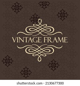 Decorative frame rectangular background with Ornamental golden design, Royal black golden copy space, Vector