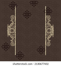 Decorative frame rectangular background with Ornamental golden design, Royal black golden copy space, Vector
