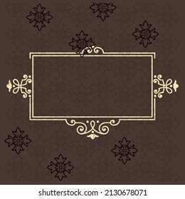 Decorative frame rectangular background with Ornamental golden design, Royal black golden copy space, Vector