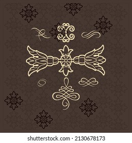 Decorative frame rectangular background with Ornamental golden design, Royal black golden copy space, Vector
