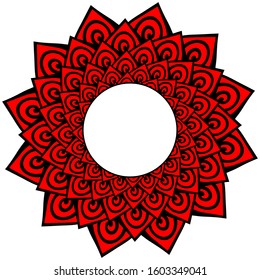 Decorative frame with red and white  ornate hearts. Template design for Valentine's day, wedding, birthday, Mothers Day. Vector illustration for fabric, wallpaper, posters, card, postcard.