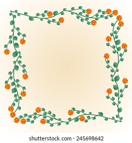 Decorative frame with roses and leaves