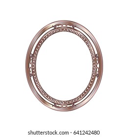 Decorative frame of a round form of bronze color with finishing on an internal circle, the vector image