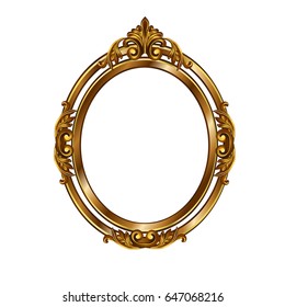 Decorative frame of a round form of golden color with finishing on an internal circle, the vector image
