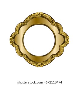 Decorative frame of a round form of golden color with finishing on external perimeter, the vector image