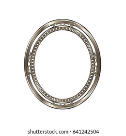 Decorative frame of a round form of silvery color with finishing on an internal circle, the vector image