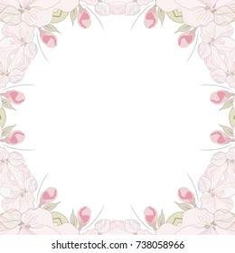 Decorative Frame with Sakura Flowers. Greeting card.